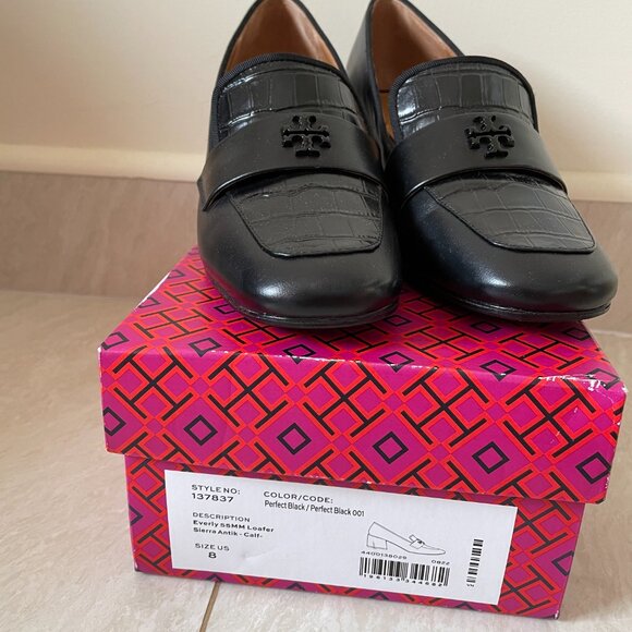Tory Burch Everly Heeled Loafers – Size 8 | Black Leather | Excellent Condition - Picture 2 of 10